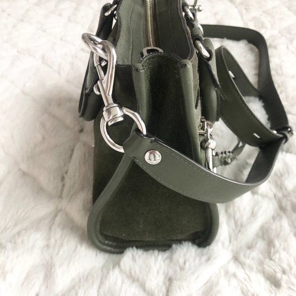 Rebecca Minkoff Olive Green Suede Leather Crossbody/Shoulder Handbag - Picture 8 of 12